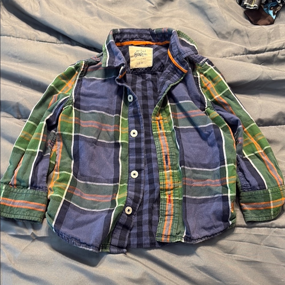 Plaid Kids Shirt - Blue and Green